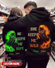 Valentine 2023 Personalized She Keeps Me Wild He Keeps Me Safe Hoodie Graphic Unisex T Shirt, Sweatshirt, Hoodie Size S - 5XL