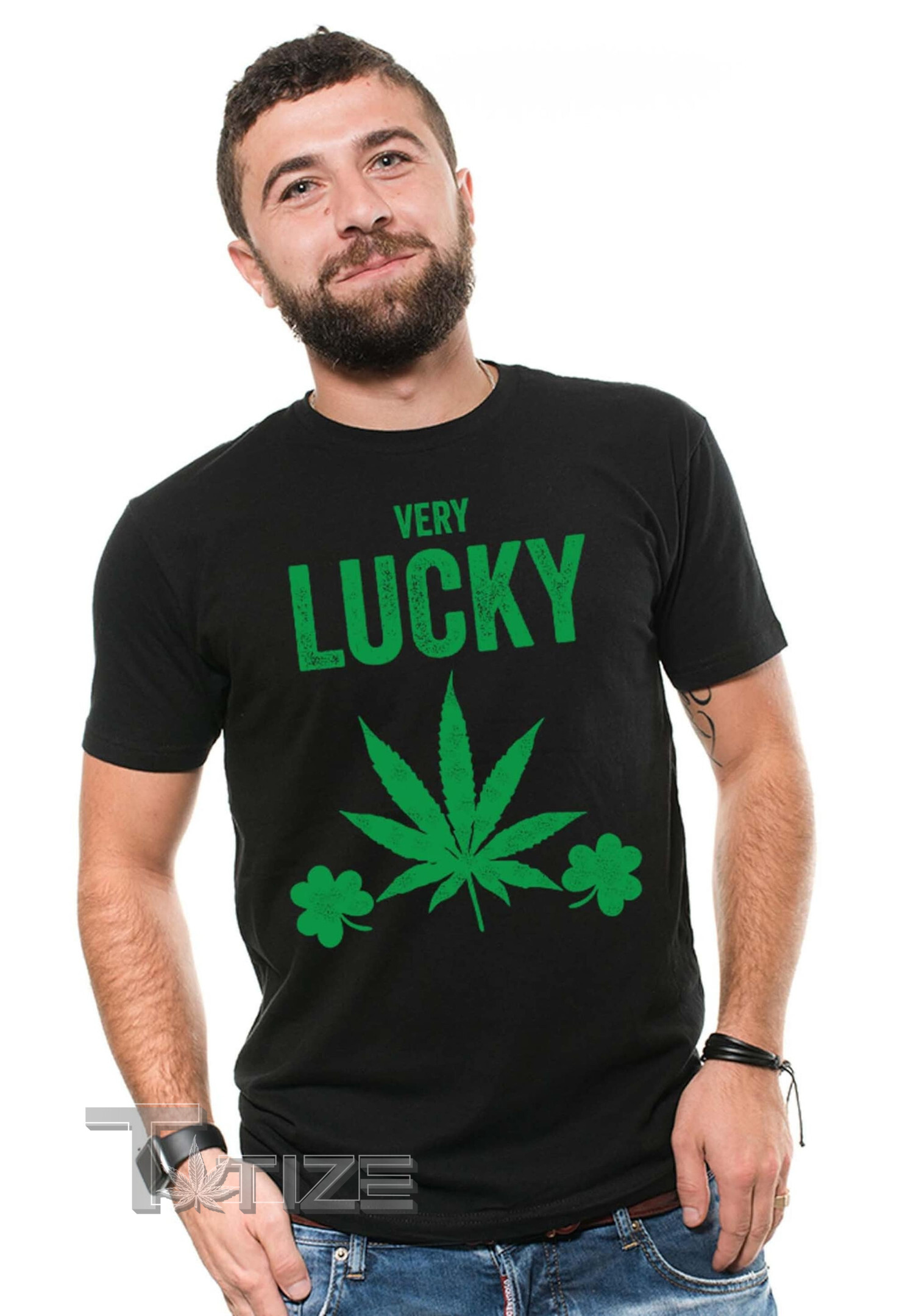 St. Patrick's Day T-shirt Funny Very Lucky Marijuana Weed St. Patrick's Day 2023 Graphic Unisex T Shirt, Sweatshirt, Hoodie Size S - 5XL