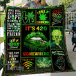 Weed It's 420 Somewhere Born Stoned Premium Quilt Blanket Size Throw, Twin, Queen, King, Super King