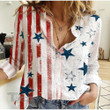 4th July American Flag Linen Casual Shirt