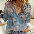 World Map Linen Casual Shirt