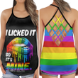LGBT Love I Licked It So It Is Mine Criss-Cross Open Back Cami Tank Top