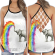 LGBT Elephant Love It With Rainbow Criss-Cross Open Back Cami Tank Top