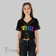 LGBTQ+ Pride Rainbow Color Custom Name Crop Top Baseball Shirt