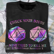 Check Your Boobs Mine Tried To Kill Me Breast Cancer Awareness Graphic Unisex T Shirt, Sweatshirt, Hoodie Size S - 5XL