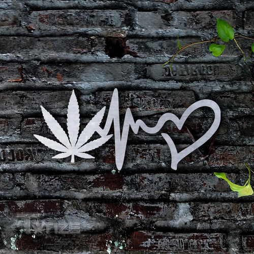 Heartbeat weed peace love Metal Sign