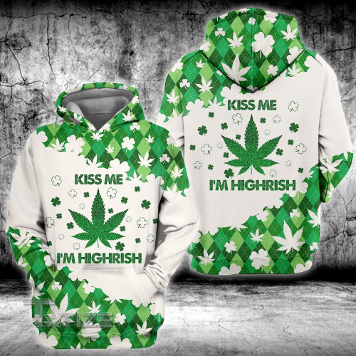Irish Weed patrick kiss me i'm highrish 3D All Over Printed Shirt, Sweatshirt, Hoodie, Bomber Jacket Size S - 5XL
