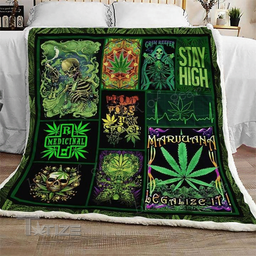 Weed Stay high Premium Quilt Blanket Size Throw, Twin, Queen, King, Super King