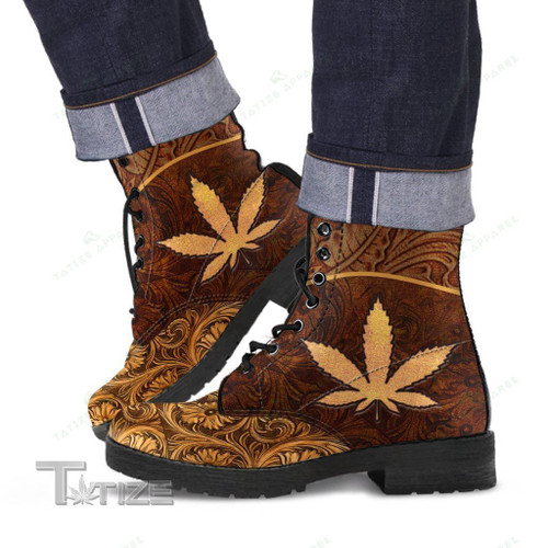 Leather weed leaf Leather Boots