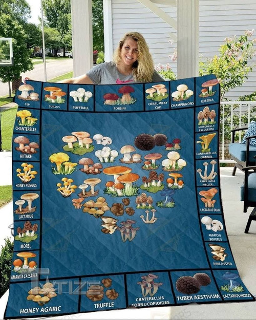 Mushroom Mushroom Kinds Collection Premium Quilt Blanket Size Throw, Twin, Queen, King, Super King