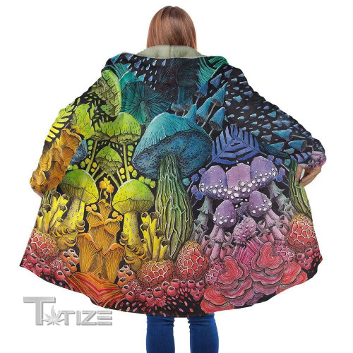 Mushroom Psychedelic Pattern Hooded Cloak Coat