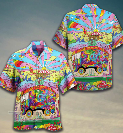 Hippie psychedelic color pattern Hawaiian Shirt