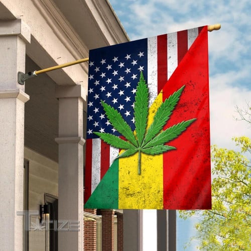 Rasta Weed Leaf America Garden Flag, House Flag