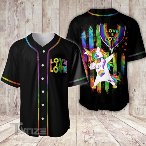 LGBT Unicorn Love is Love Baseball Shirt