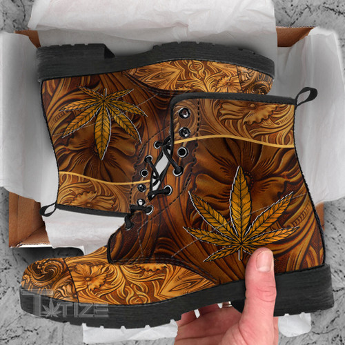 Wooden weed Leather Boots