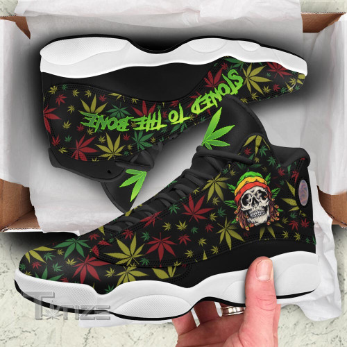 Stoned to the Bones Skull Cannabis Rasta Weed 13 Sneakers XIII Shoes