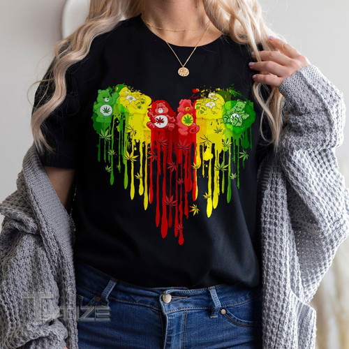 Weed dont care bear heart rasta color Graphic Unisex T Shirt, Sweatshirt, Hoodie Size S - 5XL