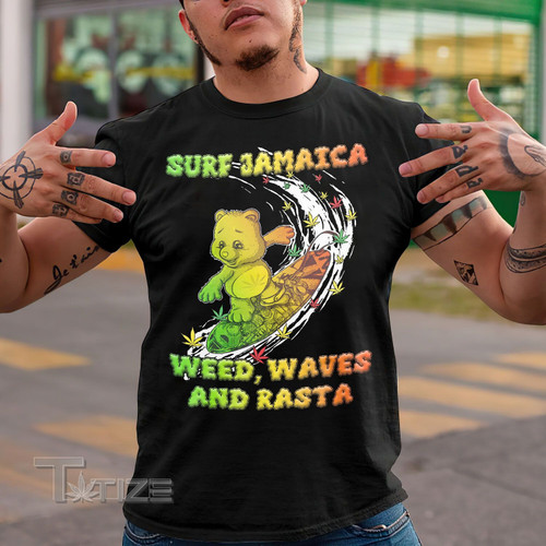 Surf jamaica weed waves and rasta Graphic Unisex T Shirt, Sweatshirt, Hoodie Size S - 5XL