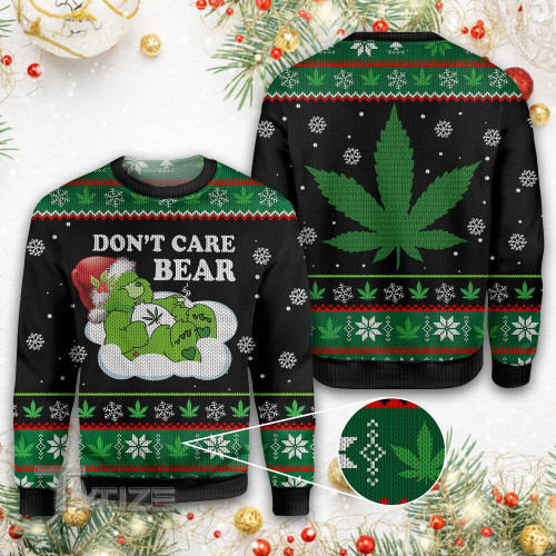 Christmas Weed Don't Care Bear Ugly Sweater