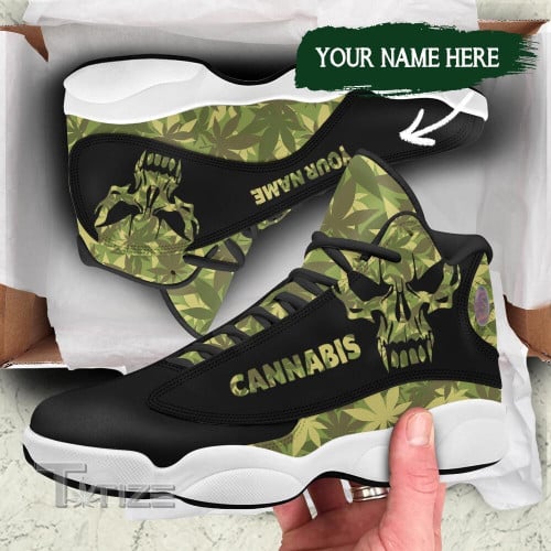 Skull Weed Camo Pattern Custom Name 13 Sneakers XIII Shoes