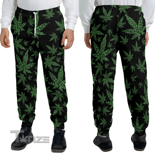 Weed Black Green Pattern Unisex Sweatpants Track Pants