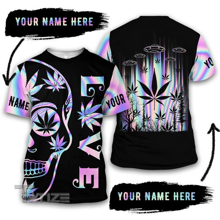 420 Weed Cannabis Marijuana Hologram Alien 3D All Over Printed Shirt, Sweatshirt, Hoodie, Bomber Jacket Size S - 5XL