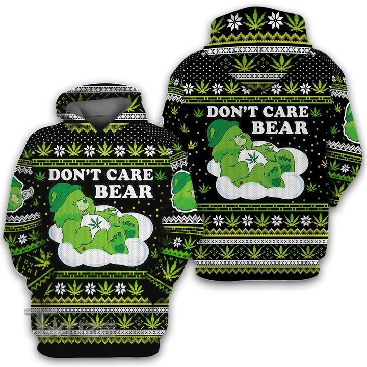 Ugly sweater weed dont care bear 3D All Over Printed Shirt, Sweatshirt, Hoodie, Bomber Jacket Size S - 5XL