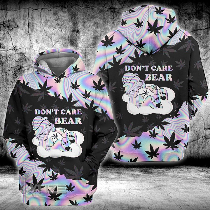 Weed hologram dont care bear 3D All Over Printed Shirt, Sweatshirt, Hoodie, Bomber Jacket Size S - 5XL
