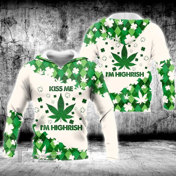 Irish Weed patrick kiss me i'm highrish 3D All Over Printed Shirt, Sweatshirt, Hoodie, Bomber Jacket Size S - 5XL