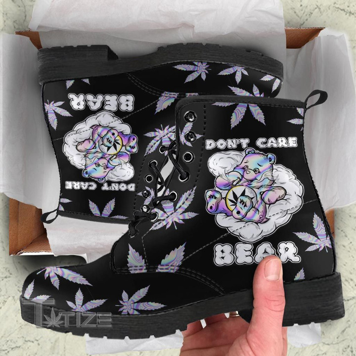 Dont care bear weed Leather Boots