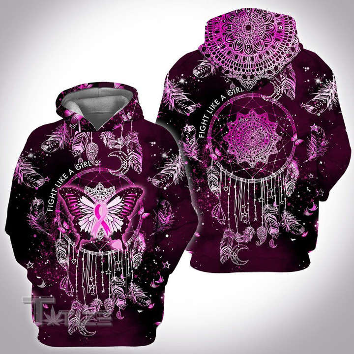 Breast Cancer Butterfly Dreamcatcher 3D All Over Printed Shirt, Sweatshirt, Hoodie, Bomber Jacket Size S - 5XL
