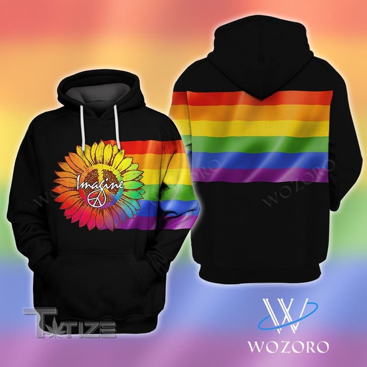 Hippie Imagine LGBT Rainbow Colors 3D All Over Printed Shirt, Sweatshirt, Hoodie, Bomber Jacket Size S - 5XL