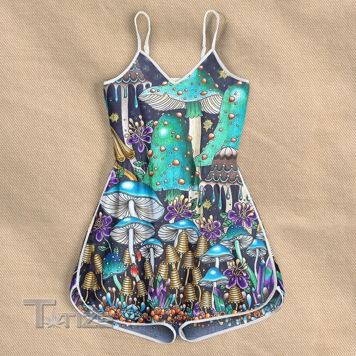 Mushroom pattern psychedelic color Rompers For Women