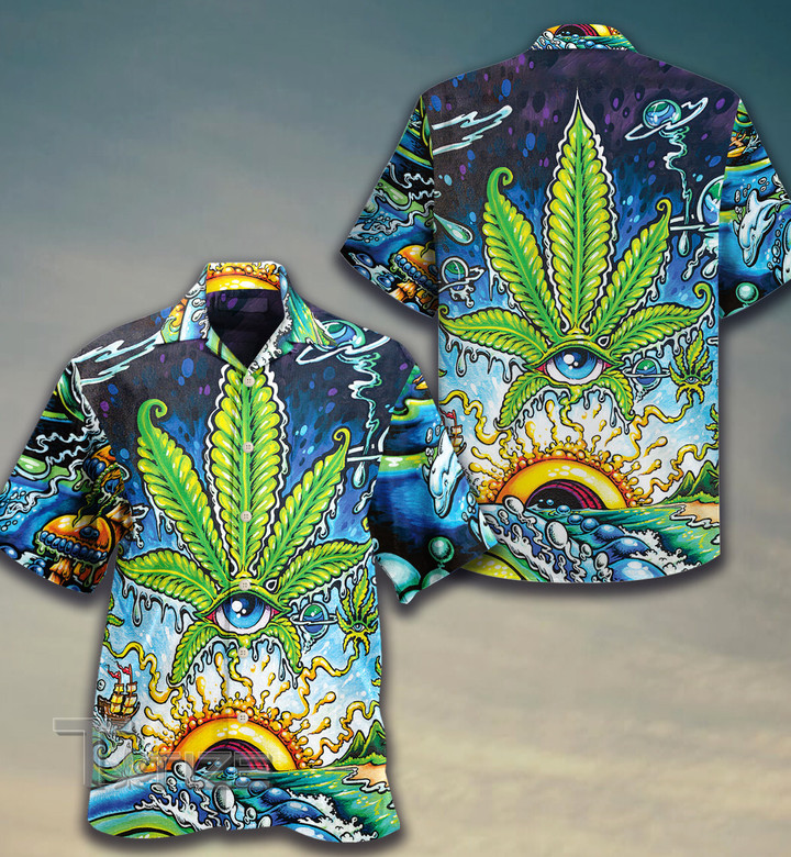 Weed psychedelic color Hawaiian Shirt