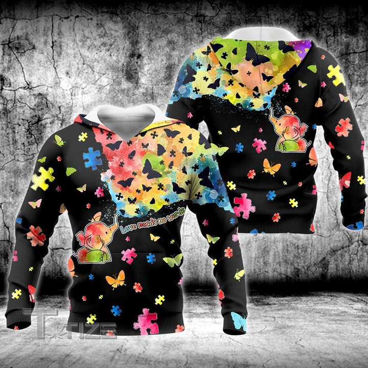 Love Needs No Words Elephant 3D All Over Printed Shirt, Sweatshirt, Hoodie, Bomber Jacket Size S - 5XL