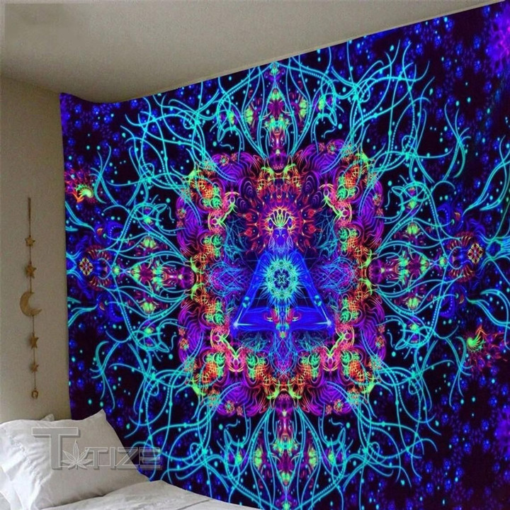 Trippy Kaleidoscope Boho Mandala Hippie Psychedelic Tapestry