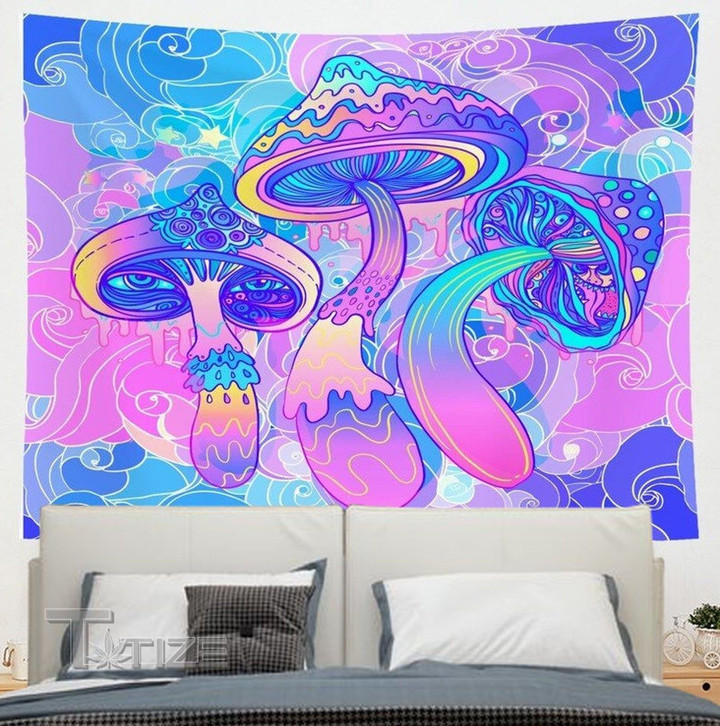 Magic Mushroom Art Hippie Trippy Psychedelic Tapestry