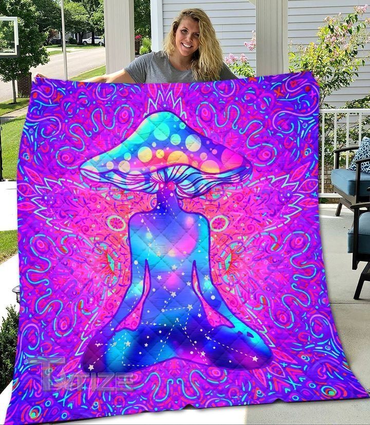Lsd Mushroom Psychedelic Colorful Premium Quilt Blanket Size Throw, Twin, Queen, King, Super King