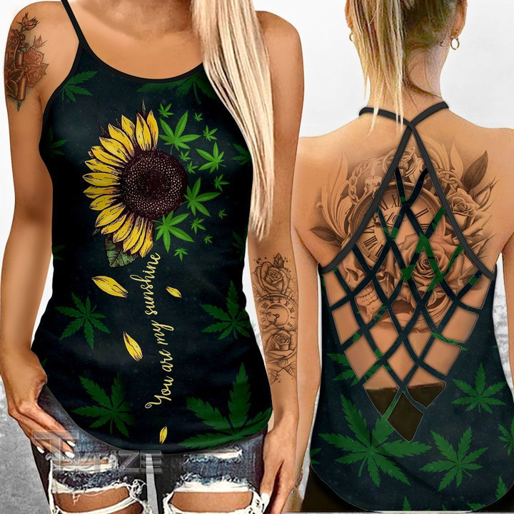 Weed You Are My Sunshine Criss-Cross Open Back Cami Tank Top