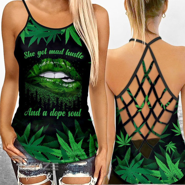 She Got Mad Hustle And A Dope Soul Criss-Cross Open Back Cami Tank Top