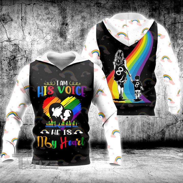 Autism Mom I'm His Voice He Is My Heart 3D All Over Printed Shirt, Sweatshirt, Hoodie, Bomber Jacket Size S - 5XL
