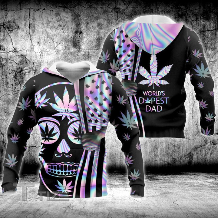 Weed World's Dopest Dad Hologram 3D All Over Printed Shirt, Sweatshirt, Hoodie, Bomber Jacket Size S - 5XL