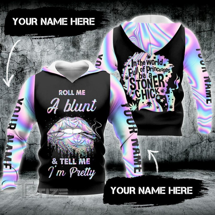 Weed lip roll me a blunt custom name 3D All Over Printed Shirt, Sweatshirt, Hoodie, Bomber Jacket Size S - 5XL