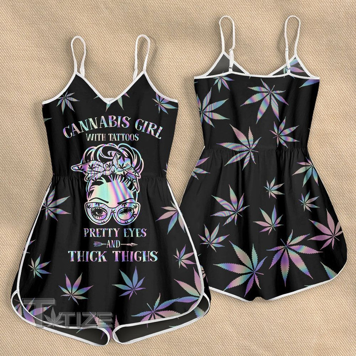 Cannabis Girl With Tattoos Pretty Eyes And Thick Thighs Rompers For Women
