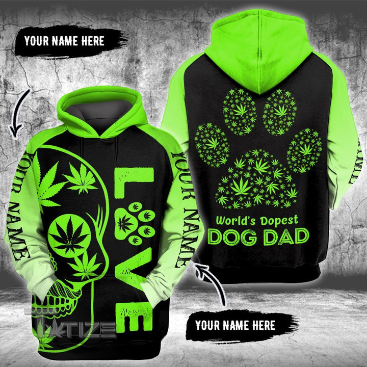 World's Dopest Dog Dad Custom Name 3D All Over Printed Shirt, Sweatshirt, Hoodie, Bomber Jacket Size S - 5XL