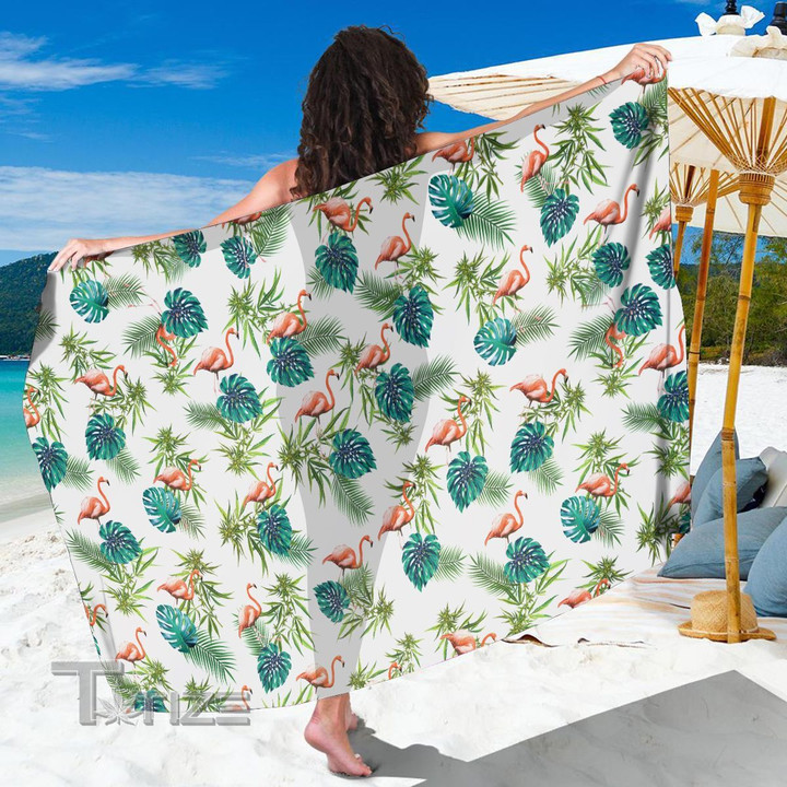 Weed Tropical Flamingo pattern All Over Print Beach Sarong