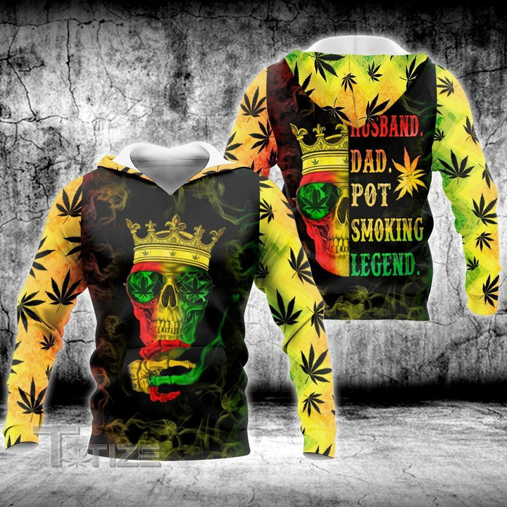 Weed Skull Dad Legend 3D All Over Printed Shirt, Sweatshirt, Hoodie, Bomber Jacket Size S - 5XL