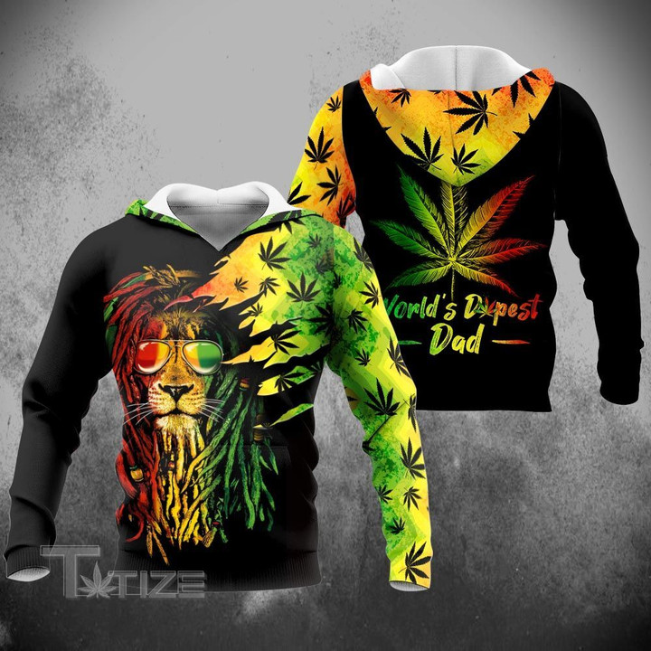 Weed Lion Dopest Dad Rasta 3D All Over Printed Shirt, Sweatshirt, Hoodie, Bomber Jacket Size S - 5XL