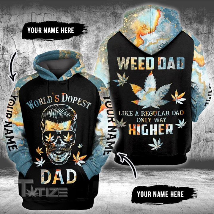 Weed Skull Dopest Dad Earth 3D All Over Printed Shirt, Sweatshirt, Hoodie, Bomber Jacket Size S - 5XL