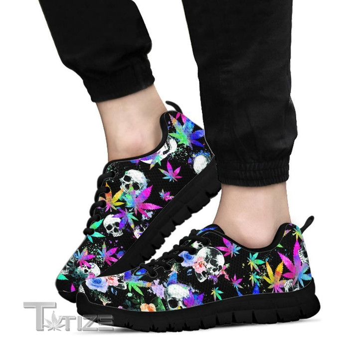 Marijuana Cannabis Skull Rainbow Sneakers Shoe Fashion